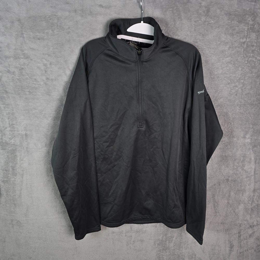 Eddie Bauer‎ Mens Smooth Fleece Base Layer 1/2 Zip Pullover Black EB236 Large